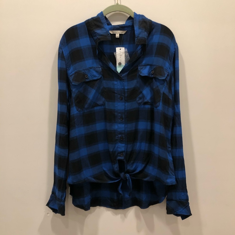 41 Hawthorn Black and Blue Plaid Button Up Shirt